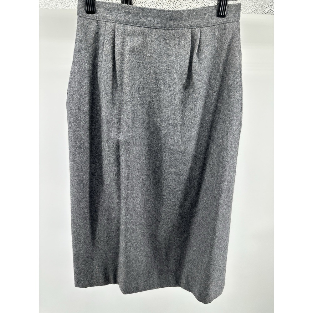 Vtg Gray Wool Blend Pencil Midi Skirt Sz 4/5 (Modern Sz 0/2) Lined W/ Pockets